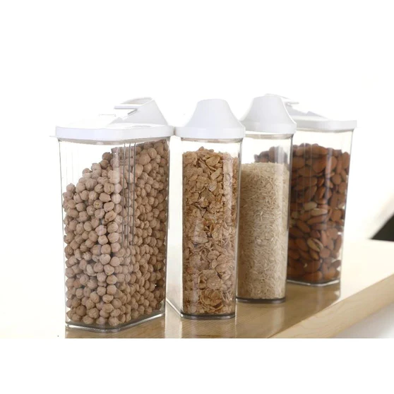 0096 Plastic Easy Flow Storage Jar with Lid (750ml, Set of 6)