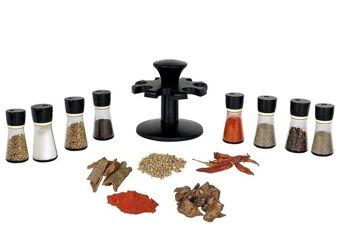 0097_8pc_spicerack Revolving Plastic Spice Rack Masala Organiser (8 Pcs)
