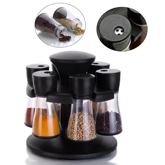 0097_8pc_spicerack Revolving Plastic Spice Rack Masala Organiser (8 Pcs)