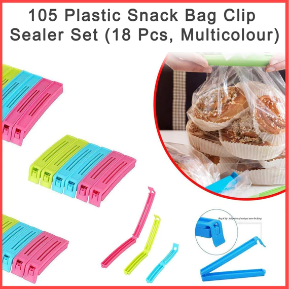 0105_food_clip_18pc Plastic Snack Bag Clip Sealer Set (18 Pcs, Multicolour)