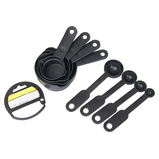 0106_measuring_cup_grin_8pcPlastic Measuring Cups and Spoons (8 Pcs, Black)