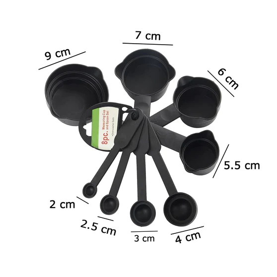 0106_measuring_cup_grin_8pcPlastic Measuring Cups and Spoons (8 Pcs, Black)
