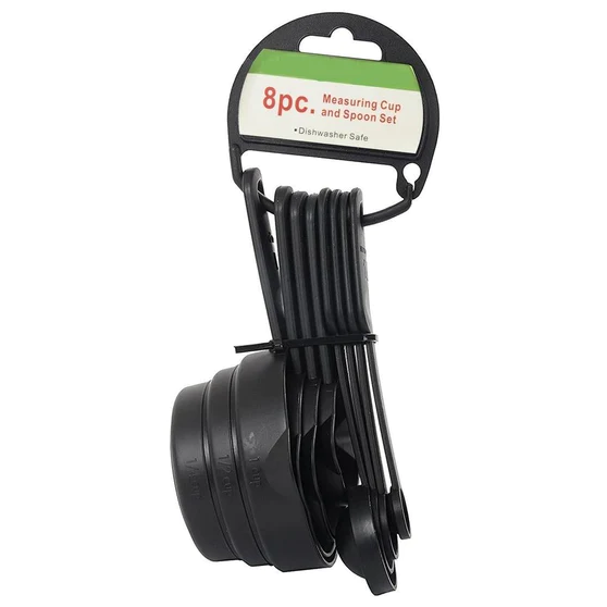 0106_measuring_cup_grin_8pcPlastic Measuring Cups and Spoons (8 Pcs, Black)