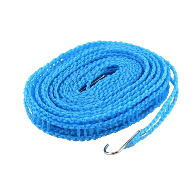 0190_fiber_rope_5mtr Clothesline Drying Nylon Rope with Hooks