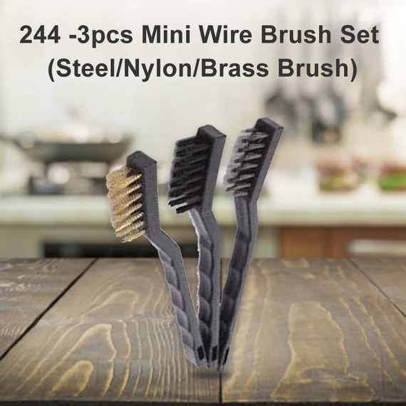 0244_black_brush_3pc -3pcs Mini Wire Brush Set (Steel/Nylon/Brass Brush)