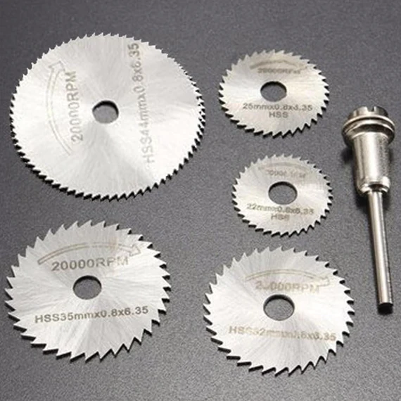 0408_hss_saw_6pc  Metal HSS Circular Saw Blade Set Cutting Discs for Rotary Tool