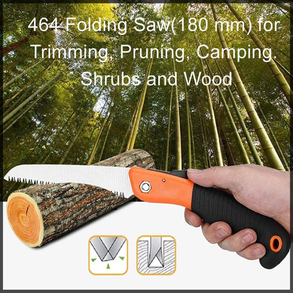 0464l_folding_saw FOLDING SAW FOR TRIMMING, PRUNING, CAMPING. SHRUBS AND WOOD