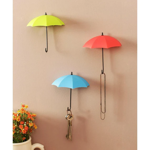 0486_umbrella_key_holder  3pcs/set Cute Umbrella Wall Mount Key Holder Wall Hook Hanger Organizer Durable Wall hooks bathroom kitchen Umbrella Wall Hook