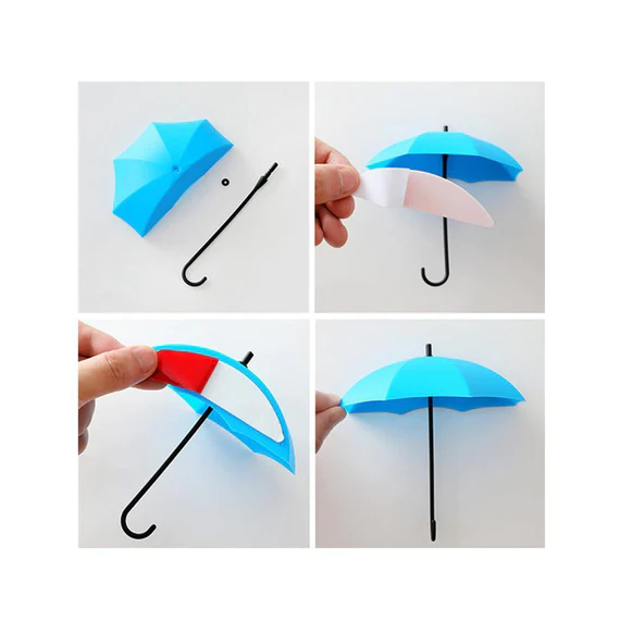 0486_umbrella_key_holder  3pcs/set Cute Umbrella Wall Mount Key Holder Wall Hook Hanger Organizer Durable Wall hooks bathroom kitchen Umbrella Wall Hook