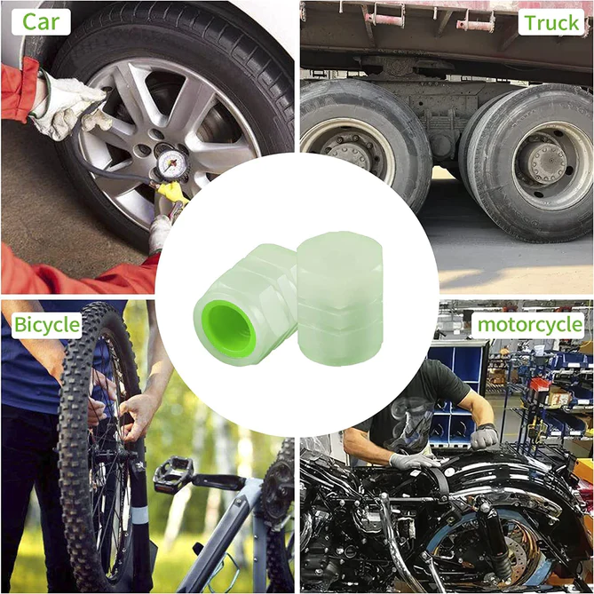 0547_tyre_valve_cap_4pc Tyre Valve Caps Luminous Glow Car Tire Air Stem Valve Cap Covers ( 4 Pcs )