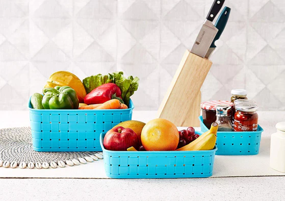 0062_smart_kitchen_basket Smart Baskets for Storage(Set of 3) Sky Blue