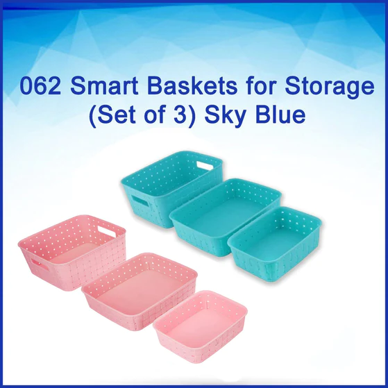 0062_smart_kitchen_basket Smart Baskets for Storage(Set of 3) Sky Blue