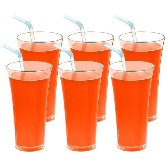 0630_juicy_glass Stylish look Plastic Juicy Glass, Transparent Glasses Set 300ml (6pcs)