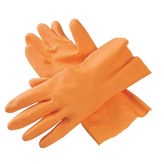 0654_cut_gloves_orange  Cut Glove Reusable Rubber Hand Gloves (Orange) - 1 pc