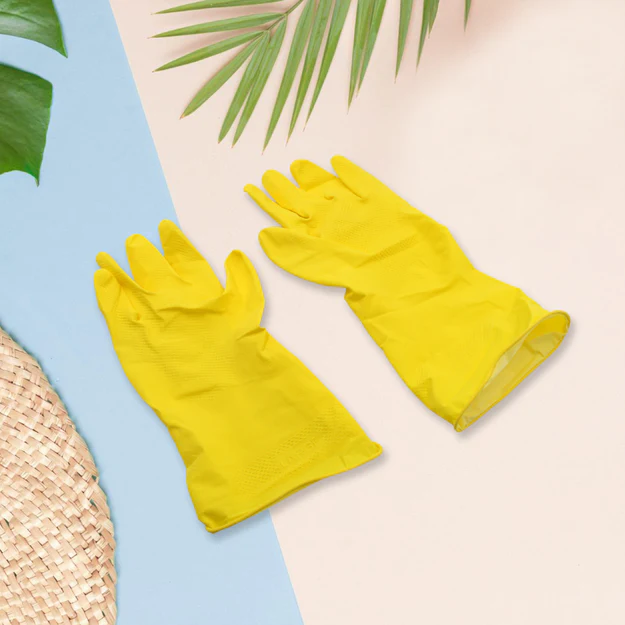 0679 MULTIPURPOSE RUBBER REUSABLE CLEANING GLOVES, REUSABLE RUBBER HAND GLOVES I LATEX SAFETY GLOVES I FOR WASHING I CLEANING KITCHEN I GARDENING I SANITATION I WET AND DRY USE GLOVES (1 PAIR)