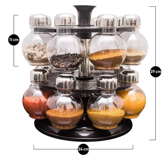0069_spice_rack_16_pieceMultipurpose Revolving Plastic Spice Rack Set (16pcs)