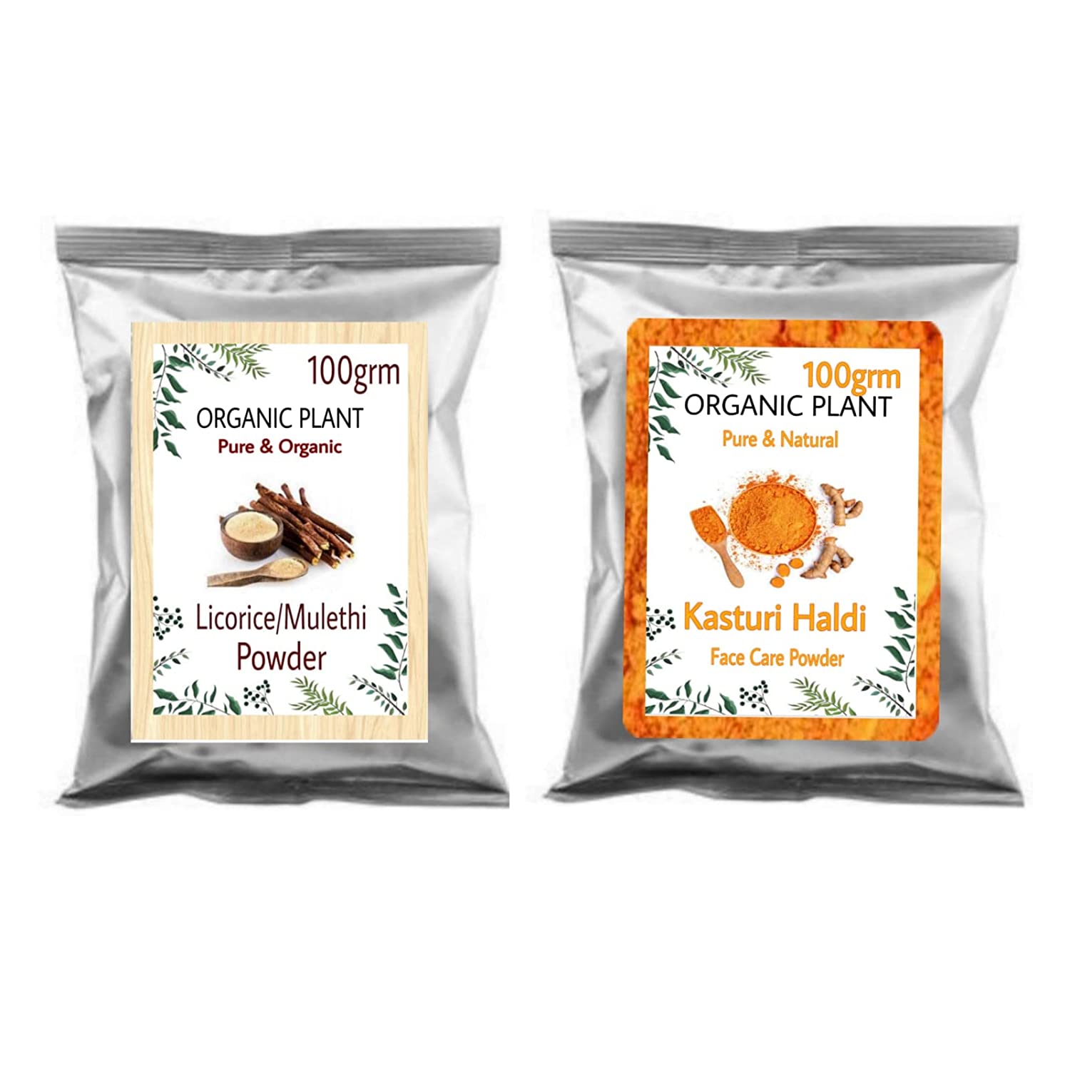 SDF INDIA 100% Pure & Natural Mulethi ,Kasturi Haldi Powder For Face & Skin Care (100Gm,Each)