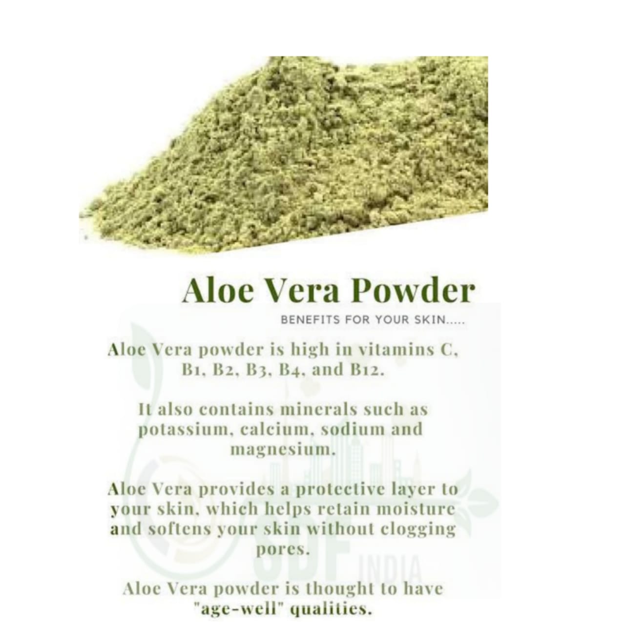  100% Natural & Organic Aloe Vera Powder (100gm)  for moisturizing, healing, soothing Face Pack/Hair Care for Healthy Hair & Growth