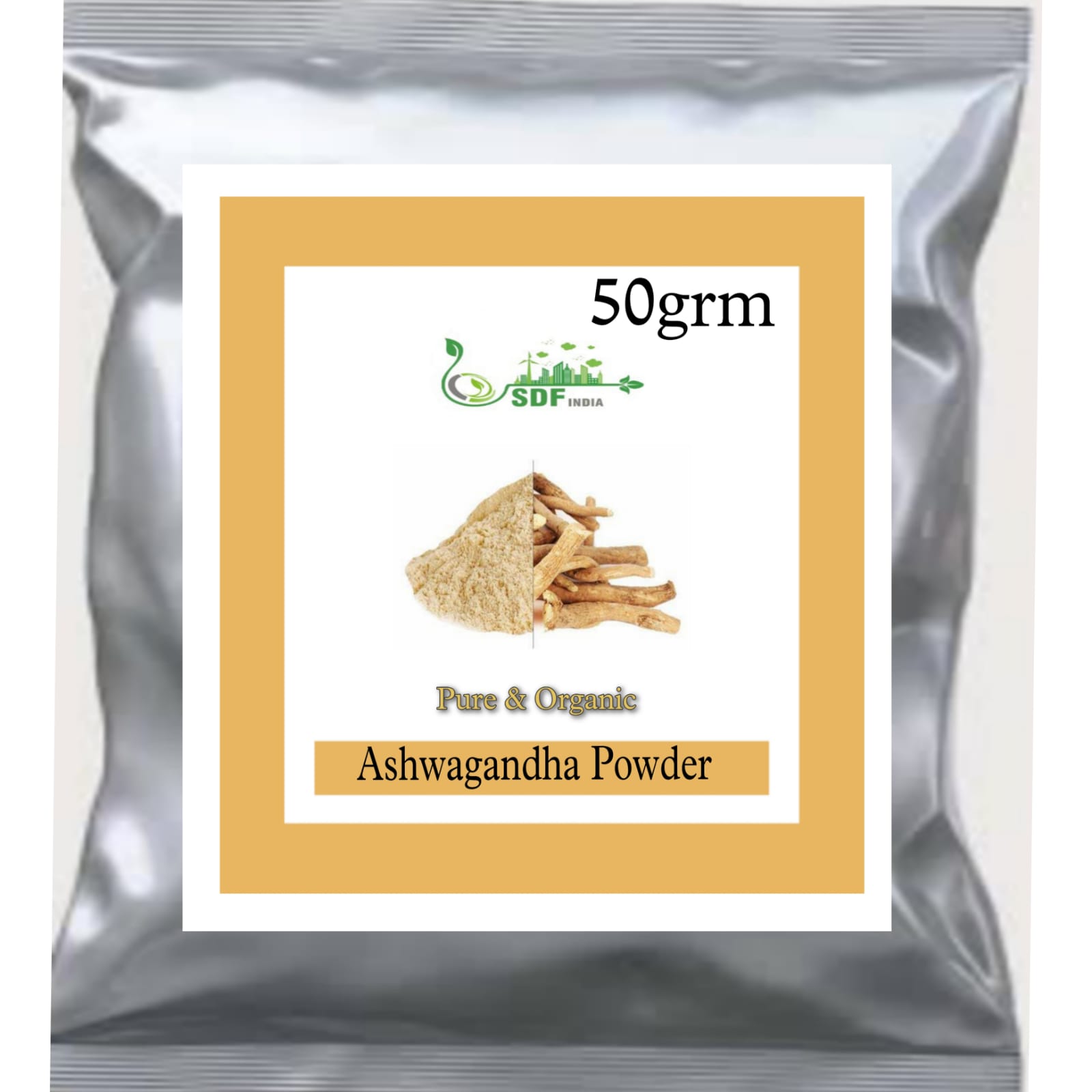 SDF INDIA Organic Ashwagandha Powder - Withania Somnifera - Organic Ashwagandha for Vitality, Strength & Stress Management - (50Gm)