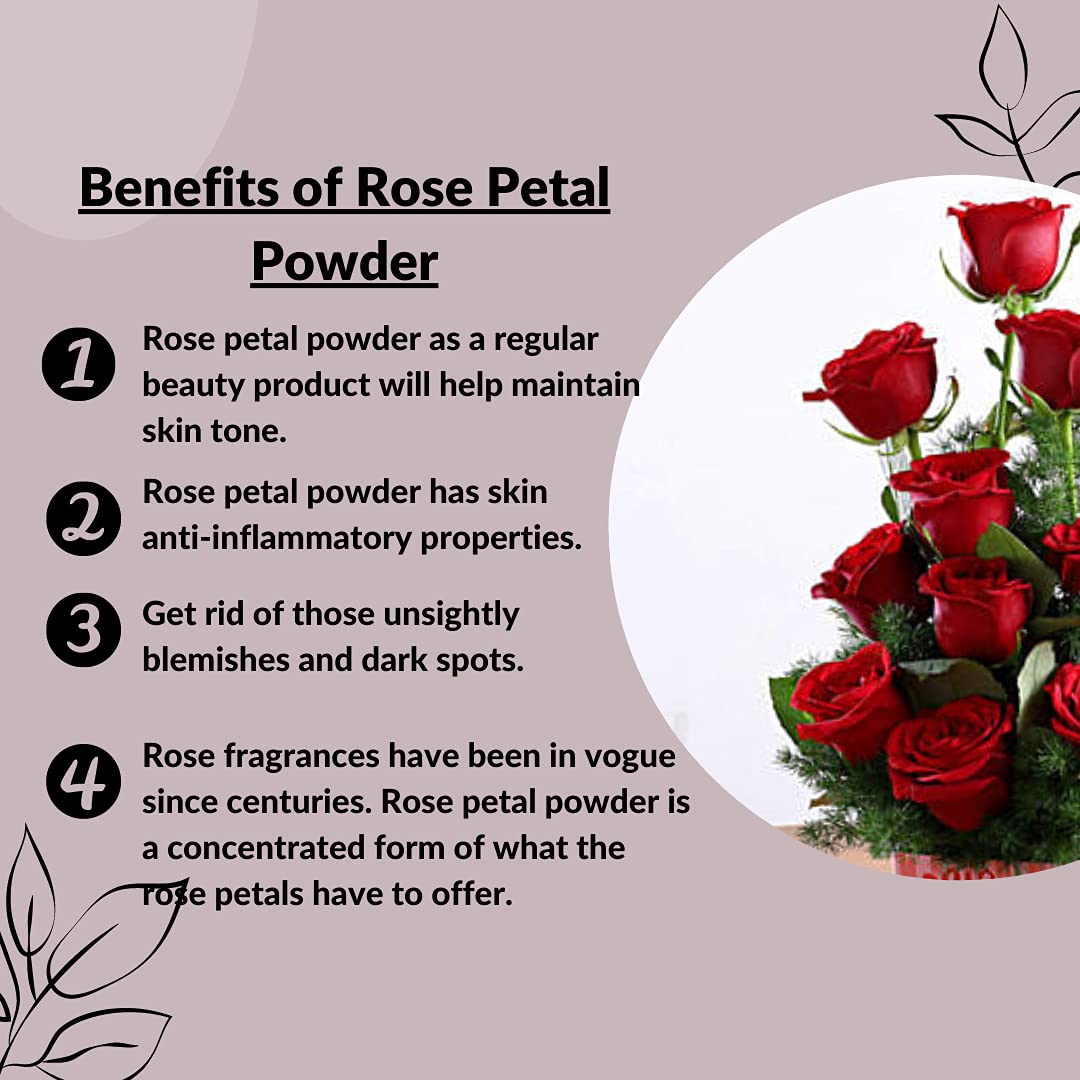 SDF INDIA 100% Pure Rose Petals Powder | Rose Petals Powder for Face | Rose Petals Powder Organic | Rose Petals Powder for Skin (100Gm)