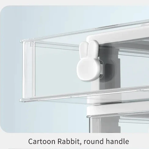 1143 Cartoon Desktop Storage Box Transparent Small Drawer Desk Plastic Mini Storage Box Rabbit Stationery Storage Box