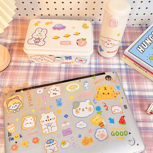 1149 Kids Stickers Cartoon Animal & Fruit Stickers Decorative Stickers For Books Use