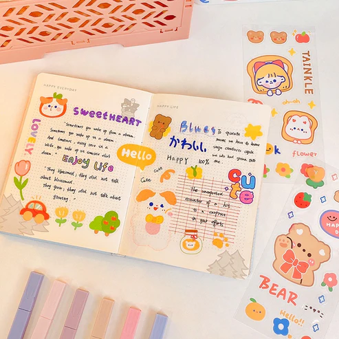 1149 Kids Stickers Cartoon Animal & Fruit Stickers Decorative Stickers For Books Use