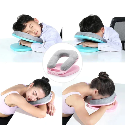 1152A  Nap Pillow, Foldable U-Shaped Pillow Nap With Eye Mask Artifact Office Desk for Students Lunch Break Adult Nap Pillow Lunch Break Pillow for Sleeping Pillow for Airplanes, Train, Car, Office
