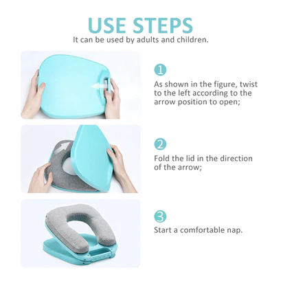 1152A  Nap Pillow, Foldable U-Shaped Pillow Nap With Eye Mask Artifact Office Desk for Students Lunch Break Adult Nap Pillow Lunch Break Pillow for Sleeping Pillow for Airplanes, Train, Car, Office