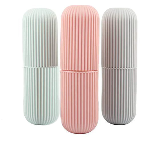 1355A Capsule Shape Travel Toothbrush Toothpaste Case Holder Portable Toothbrush Storage Plastic Toothbrush Holder (Multicolor)