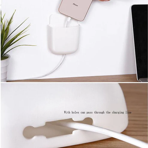 1374 Wall Mounted Storage Case with Mobile Phone Charging Port Plug Holder - Pack of 4 Pcs