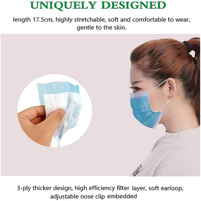 1388 Disposable Ear Loop Elastic Face Mask (50 Pc)