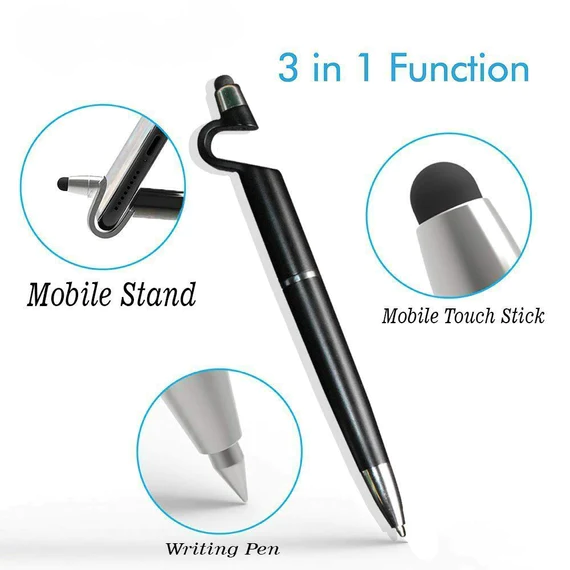 1594 3 IN 1 BALLPOINT FUNCTION STYLUS PEN WITH MOBILE STAND
