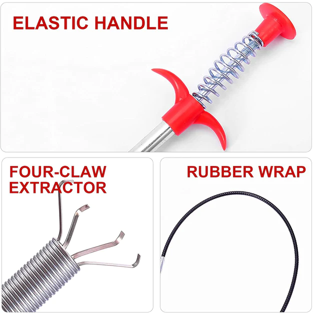 1628 MULTIFUNCTIONAL CLEANING CLAW PILPE CLEANER DRAINAGE BLOCK REMOVER DRAIN SPRING PIPE DREDGING TOOL, DRAIN CLEANING TOOL FOR HAIR DRAIN DRAIN CLEANER STICKS DRAIN PIPE CLEARER (290 CM)