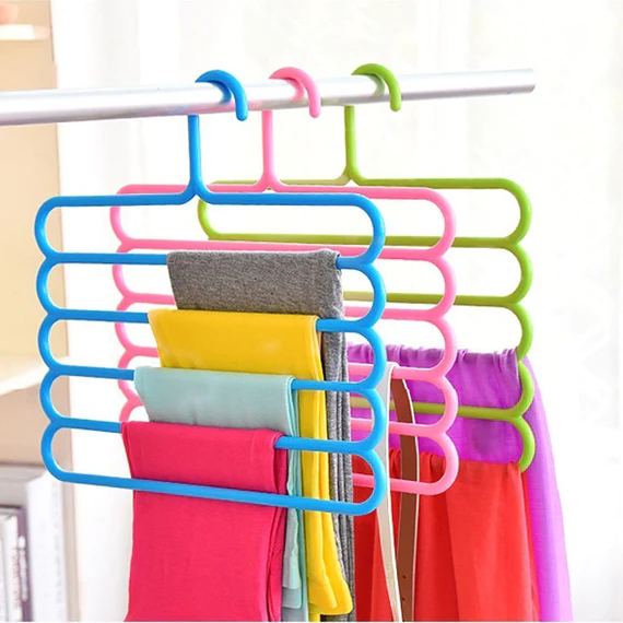 1688 Multipurpose Multi-Layer 5-in-1 Plastic Hanger Clothes Organiser