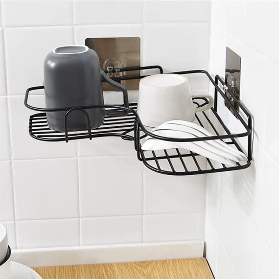 1760 Iron Black Coated Self Adhesive Wall Mounted Tissue/Toilet Paper Holder