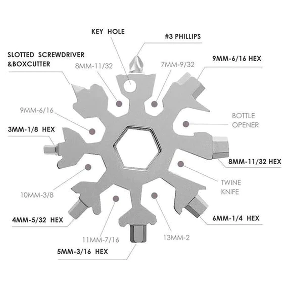 1787_18in1_snowflake_tool Snowflake Multi-Tool Stainless Steel Snowflake Bottle Opener