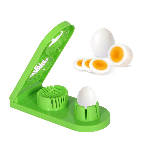 2006_2in1_plalstic_egg_slicer 2 in 1 Double Cut Boiled Egg cutter with stainless steel wire for easy slicing of boiled eggs.