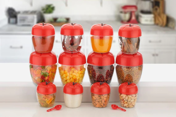 2110 APPLE Plastic Jar/Container with Apple Shape for Kitchen Storage