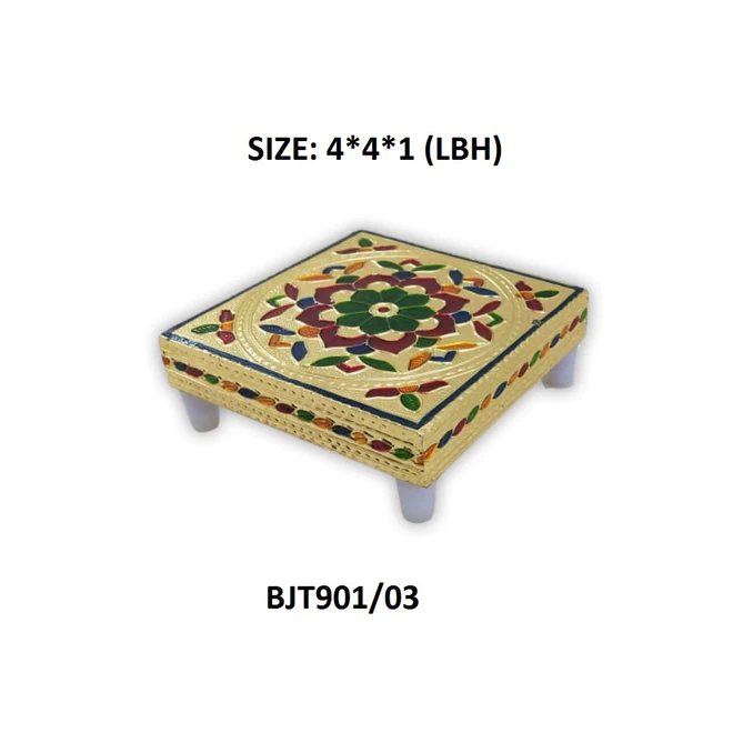 2122_wooden_bajot Multipurpose Traditional Decorative Design Wooden Chowki/Bajot