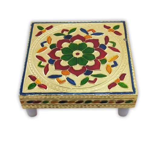 2122_wooden_bajot Multipurpose Traditional Decorative Design Wooden Chowki/Bajot