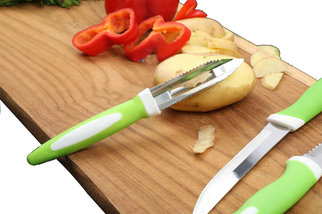 2211_knife_set_6pcs Stainless Steel Knife & Peeler Set with Stand - 6 Pcs