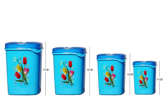 2239_4pc_grocery_container Container Set For Kitchen Storage Airtight & Food Grade Plastic (Pack of 4) (3000ml,1500ml,1000ml,500ml)