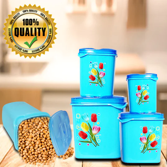 2239_4pc_grocery_container Container Set For Kitchen Storage Airtight & Food Grade Plastic (Pack of 4) (3000ml,1500ml,1000ml,500ml)