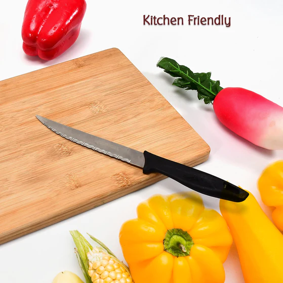 2373_black_handle_knife_no2 Stainless Steel knife and Kitchen Knife with Black Grip Handle.