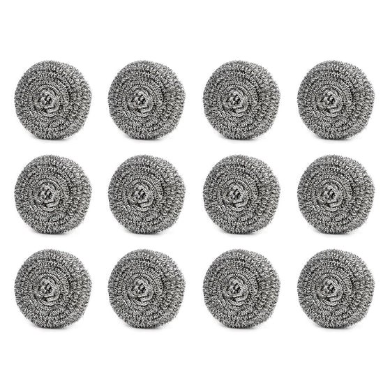 2388_super_santro_scrubber_12pc Round Shape Stainless Steel Ball Scrubber (Pack of 12)