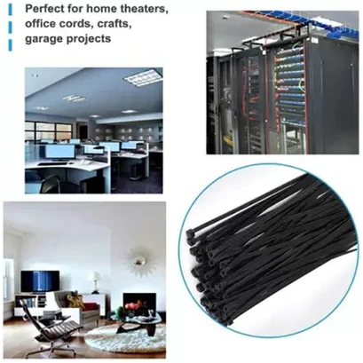 3139 6Inch Nylon Self Locking Cable Ties, Heavy Duty Strong Zip Wire Tie. Pack of 100 - Black.