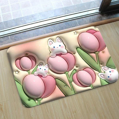 4598A STONE BATH MAT NON SLIP ANTI MOULD 3D ABSORBENT BATH MATS FOR BATHROOM STONE BATH MAT QUICK DRY SHOWER MAT (60X39CM)