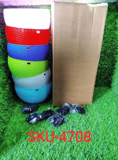 4708 Plastic Hanging Flower Pot and Flower Pot with Chain (6 Pc)