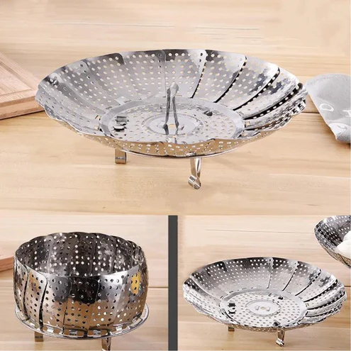 5350A UNIQUE DESIGN STAINLESS-STEEL HEAVIEST VEGETABLE ,COOKING FOLDABLE STEAMER BASKET FOR KITCHEN UTENSILS/DISH DRYING RACK/PLATE STAND/ BASKET